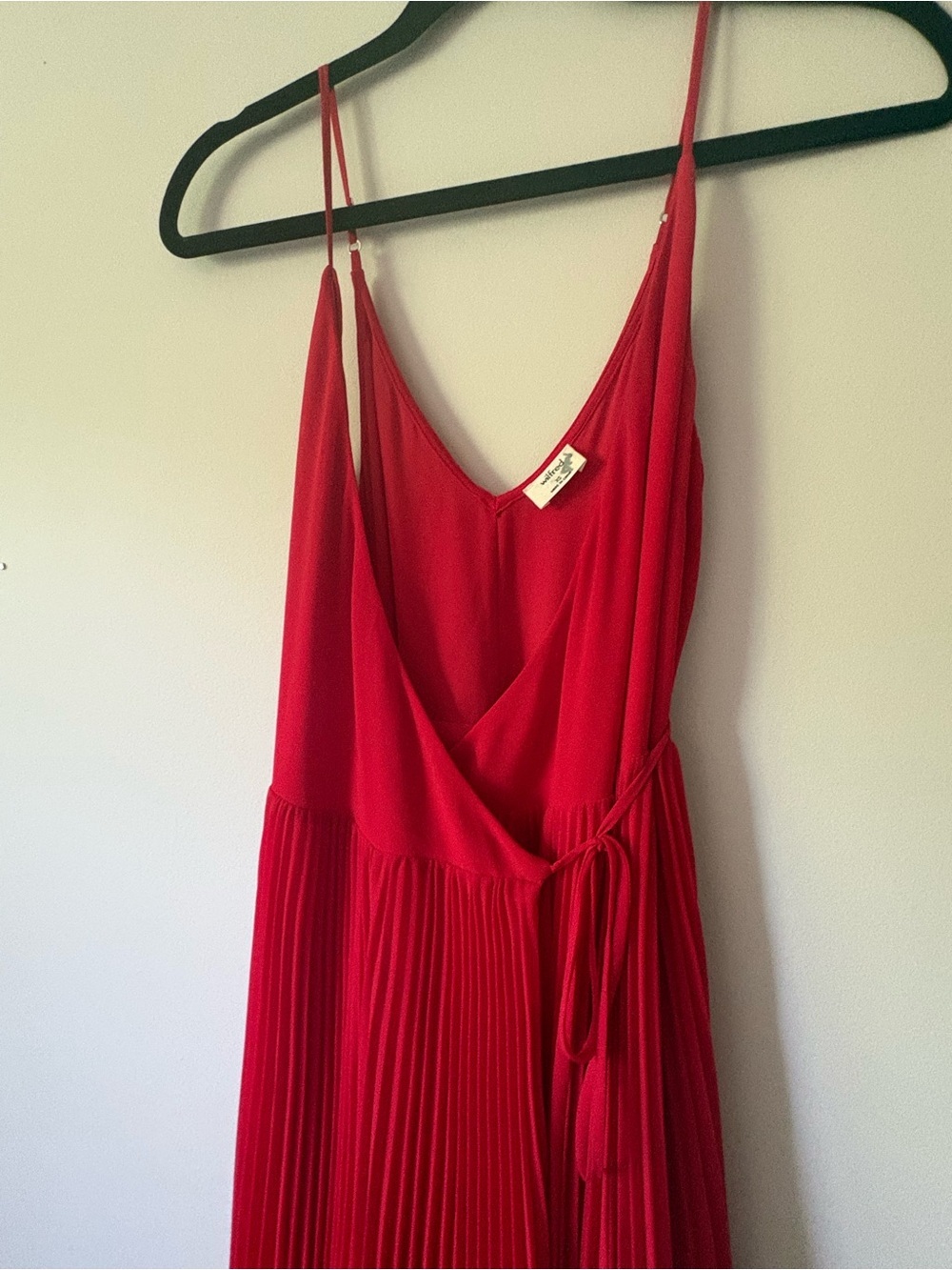 Aritzia Wilfred Beaune Pleated Wrap Midi Dress Red XS - Picture 7 of 12